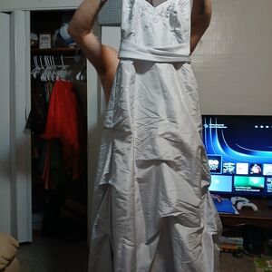 David's Bridal Elegant White Prom Dress